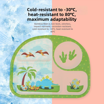 Gyerekeknek szóló étkészlet - leesésálló, aranyos gyerekes tál karikatúra mintával, melamin, 1 darab készlet, 3 hónapos kortól