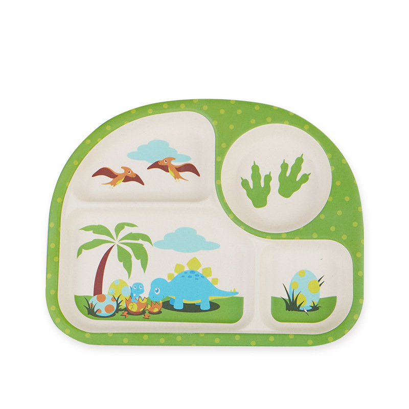 Gyerekeknek szóló étkészlet - leesésálló, aranyos gyerekes tál karikatúra mintával, melamin, 1 darab készlet, 3 hónapos kortól