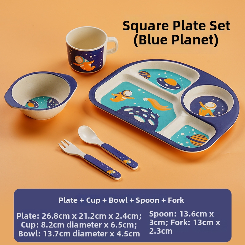 Gyerekeknek szóló étkészlet - leesésálló, aranyos gyerekes tál karikatúra mintával, melamin, 1 darab készlet, 3 hónapos kortól