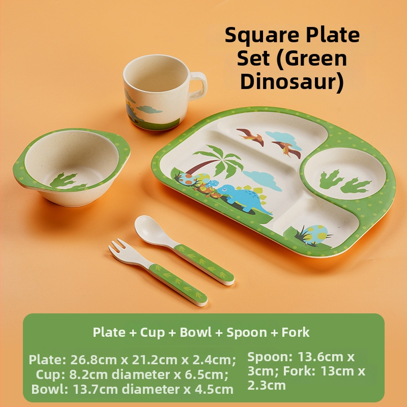 Gyerekeknek szóló étkészlet - leesésálló, aranyos gyerekes tál karikatúra mintával, melamin, 1 darab készlet, 3 hónapos kortól