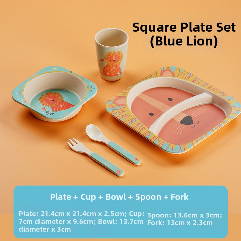 Gyerekeknek szóló étkészlet - leesésálló, aranyos gyerekes tál karikatúra mintával, melamin, 1 darab készlet, 3 hónapos kortól