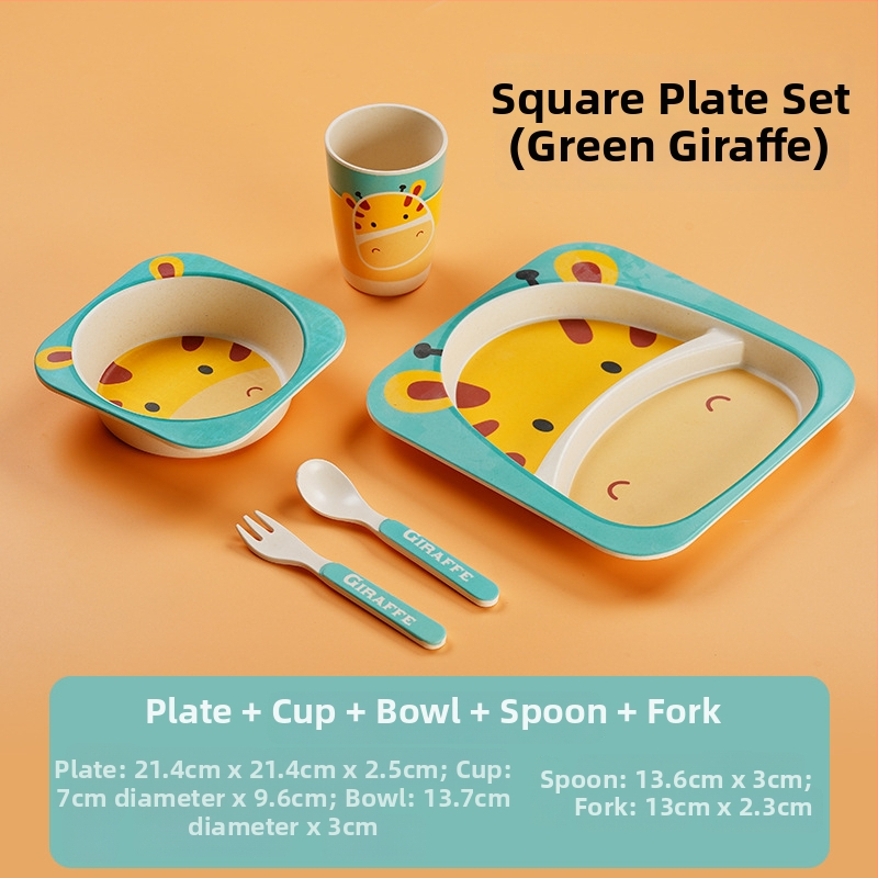 Gyerekeknek szóló étkészlet - leesésálló, aranyos gyerekes tál karikatúra mintával, melamin, 1 darab készlet, 3 hónapos kortól