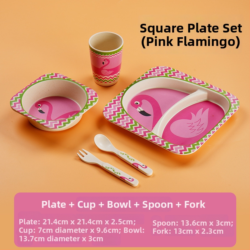 Gyerekeknek szóló étkészlet - leesésálló, aranyos gyerekes tál karikatúra mintával, melamin, 1 darab készlet, 3 hónapos kortól