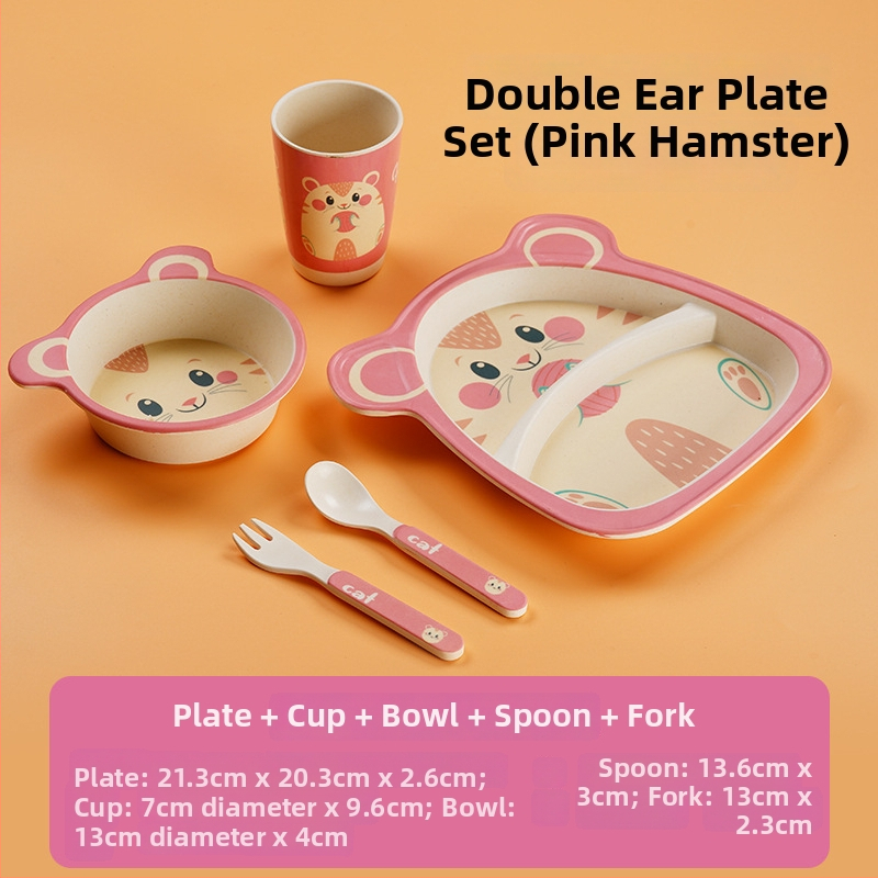 Gyerekeknek szóló étkészlet - leesésálló, aranyos gyerekes tál karikatúra mintával, melamin, 1 darab készlet, 3 hónapos kortól