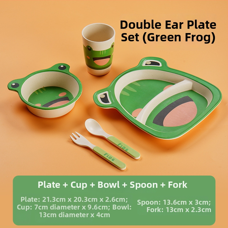 Gyerekeknek szóló étkészlet - leesésálló, aranyos gyerekes tál karikatúra mintával, melamin, 1 darab készlet, 3 hónapos kortól