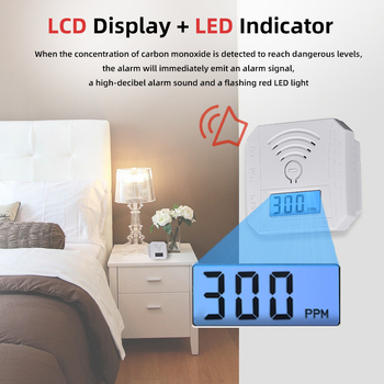 Detector portabil de monoxid de carbon, model WJ-CO997, gamă de măsurare 999 ppm, alimentare cu baterii, marcă Guard