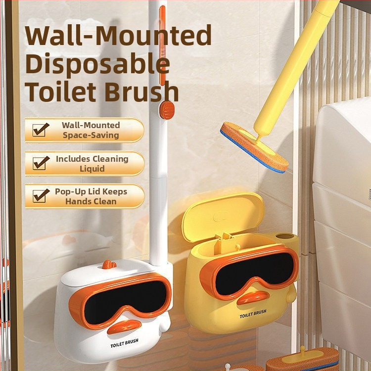 Jednorazová nástenná kefa na záchod, plastová, model A010401082, moderný minimalistický štýl, montáž bez vrtania