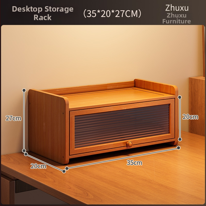 Raft de stocare pentru pahare din bambus, 3 etaje, de birou, anti-praf, organizator multifuncțional