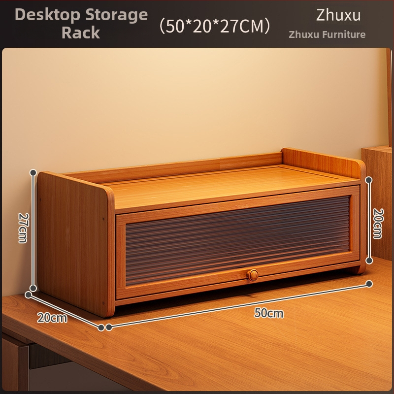 Raft de stocare pentru pahare din bambus, 3 etaje, de birou, anti-praf, organizator multifuncțional