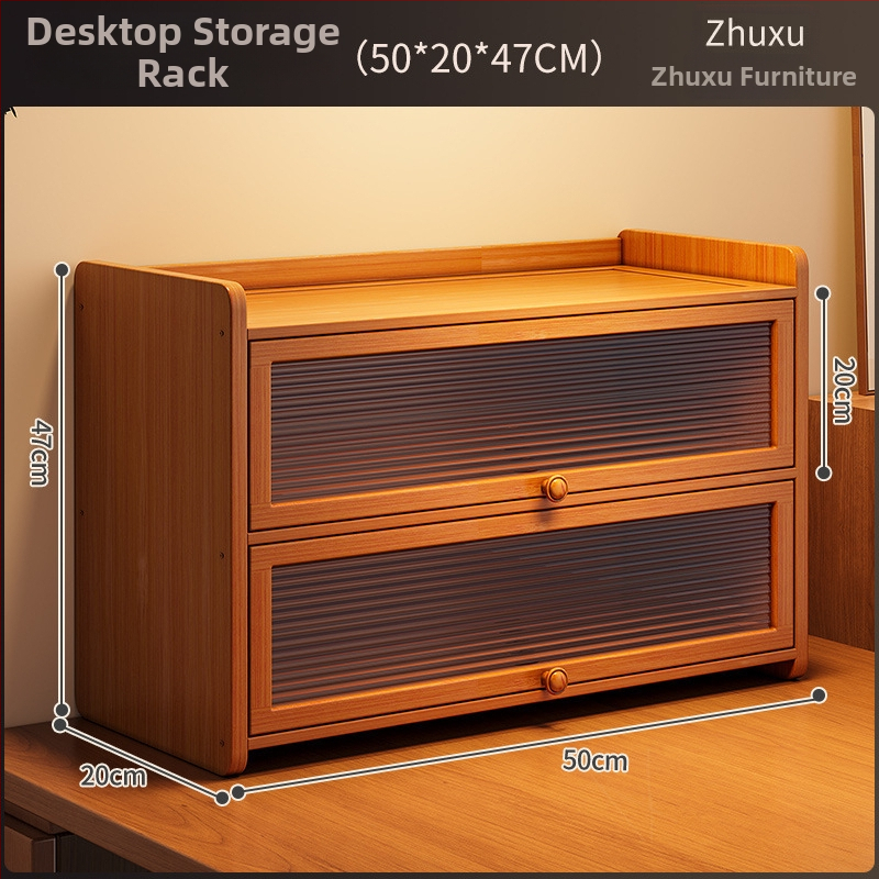 Raft de stocare pentru pahare din bambus, 3 etaje, de birou, anti-praf, organizator multifuncțional