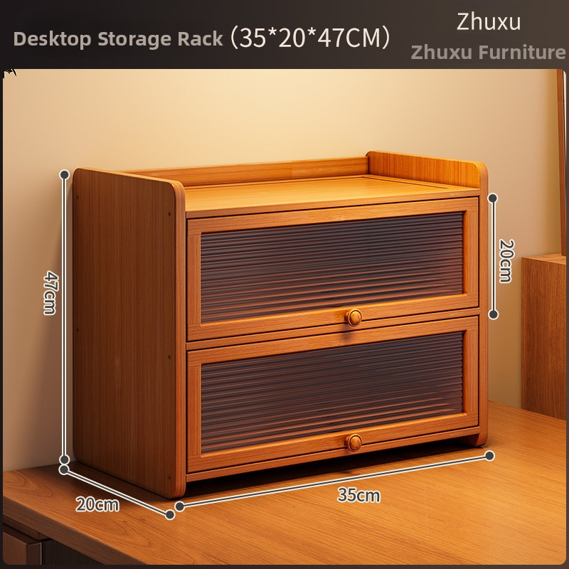 Raft de stocare pentru pahare din bambus, 3 etaje, de birou, anti-praf, organizator multifuncțional