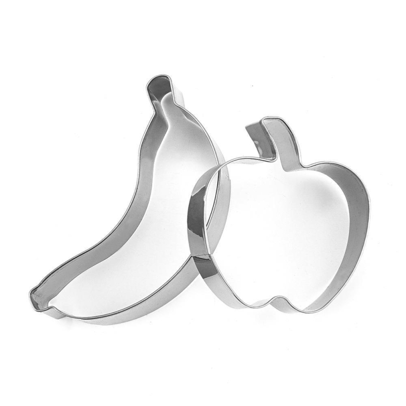 Set od 12 nehrđajućih čeličnih kalupa za kekse s voćnim uzorkom — kalupi za kekse i tortu, nepravilni oblici, moderni minimalistički stil