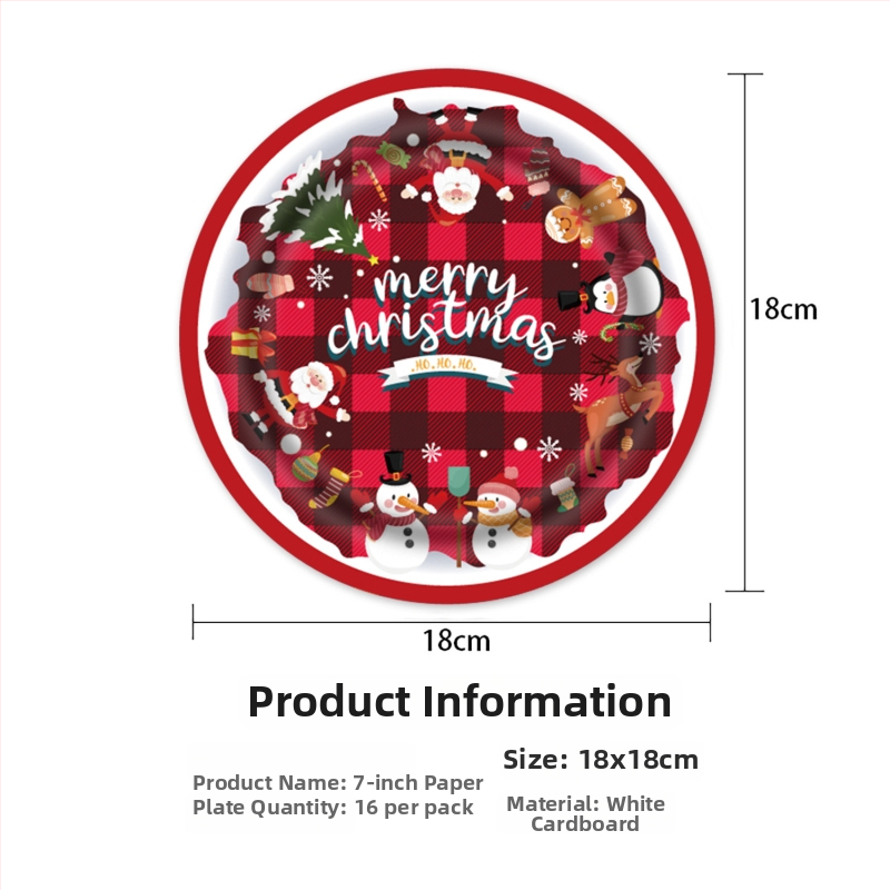 Set decorativ de Crăciun, de unică folosință — veselă de masă din plastic și hârtie: farfurii, fețe de masă și șervețele; accesorii pentru aranjarea spațiului