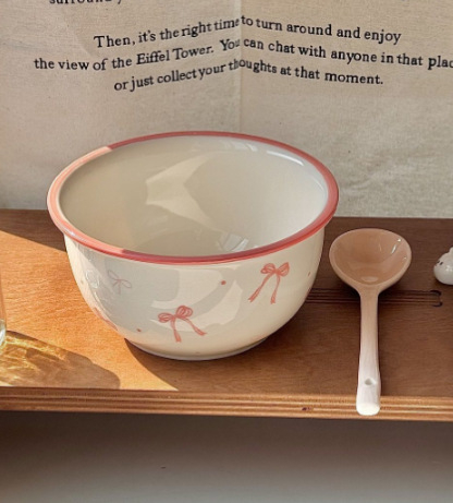 Zdjela za rezance s motivom mašne, INS stil, podglazurno završavanje, od kostnog porcelana