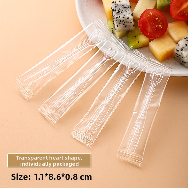 Jednorazová vidlička na ovocie z PS plastu, individuálne balená, 100–200 ks na balenie, vhodná do mikrovlnky, hmotnosť 0,55 g na kus