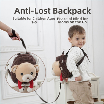 Sihah bear βελούδινο σακίδιο πλάτης για νηπιαγωγείο - ζωικό μοτίβο, καμπύλοι ιμάντες