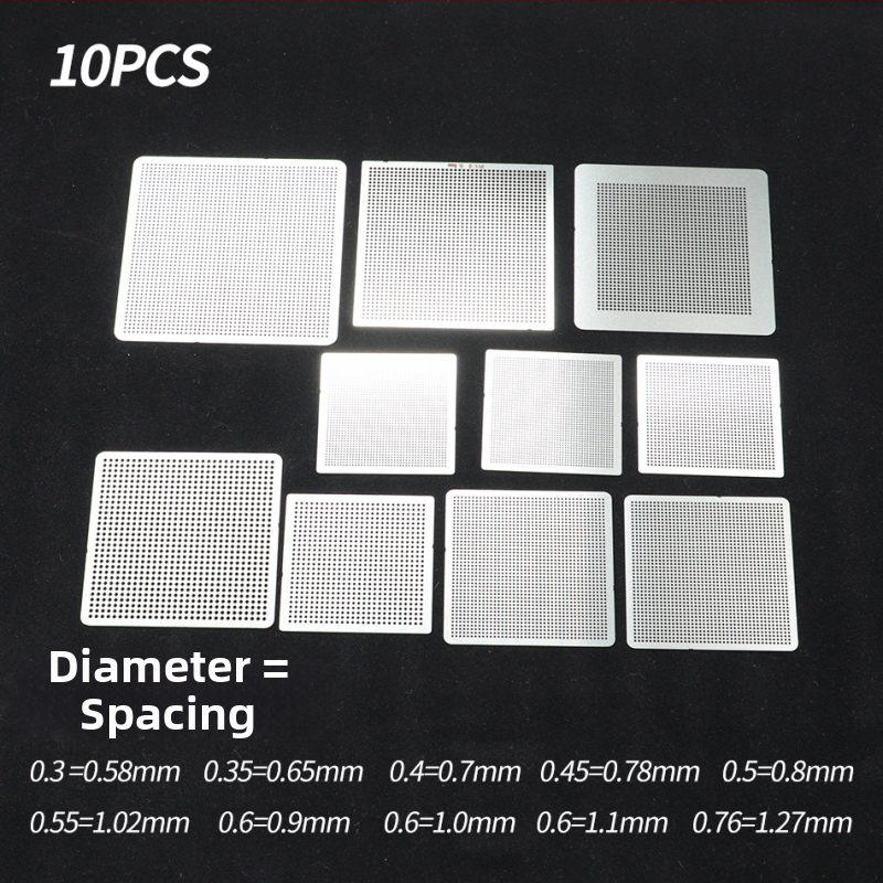 RIESBA BGA közvetlen felmelegítő acélháló grafikus chipekhez, 10-36 darab készlet