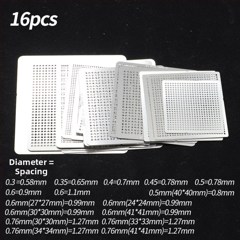 RIESBA BGA közvetlen felmelegítő acélháló grafikus chipekhez, 10-36 darab készlet