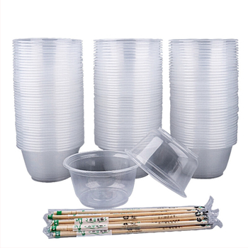 Jednokratni set posuđa od bambusa s okruglom kutijom za obrok, poklopcem i štapićima za jelo