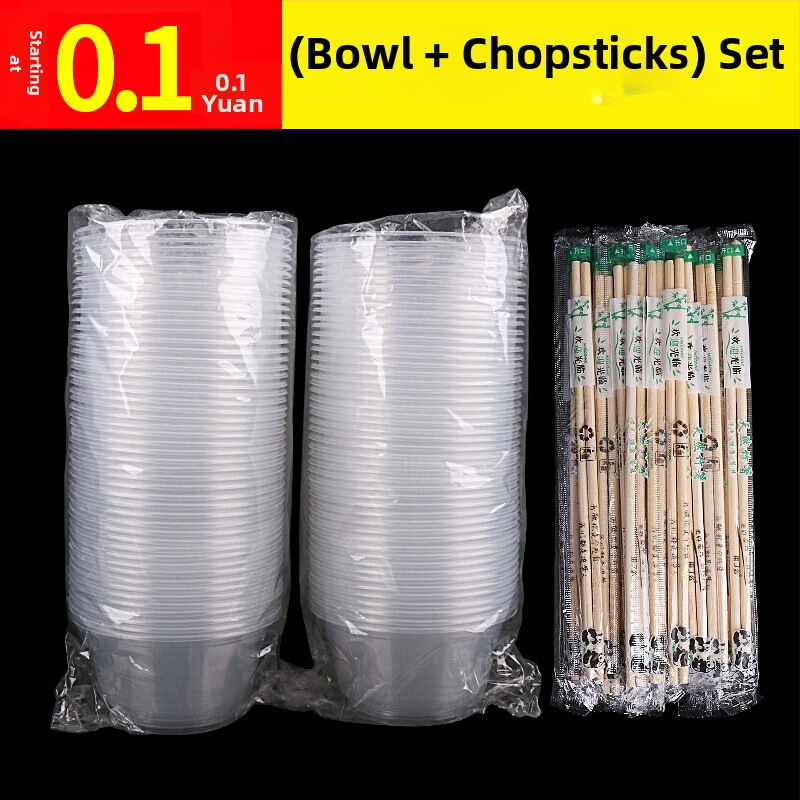 Jednokratni set posuđa od bambusa s okruglom kutijom za obrok, poklopcem i štapićima za jelo