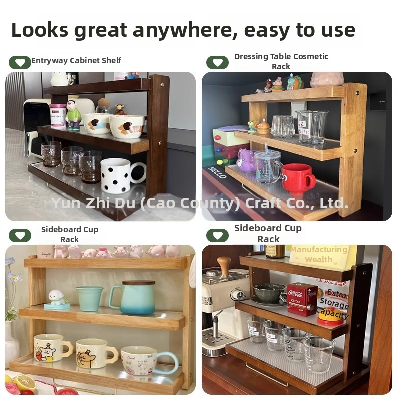 Natúrfa pohártartó és asztali rendező, 3 szintes, többfunkciós, hordozható