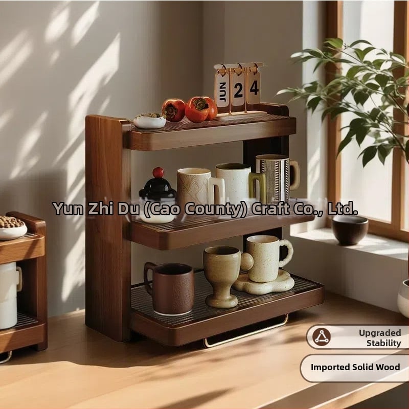 Natúrfa pohártartó és asztali rendező, 3 szintes, többfunkciós, hordozható