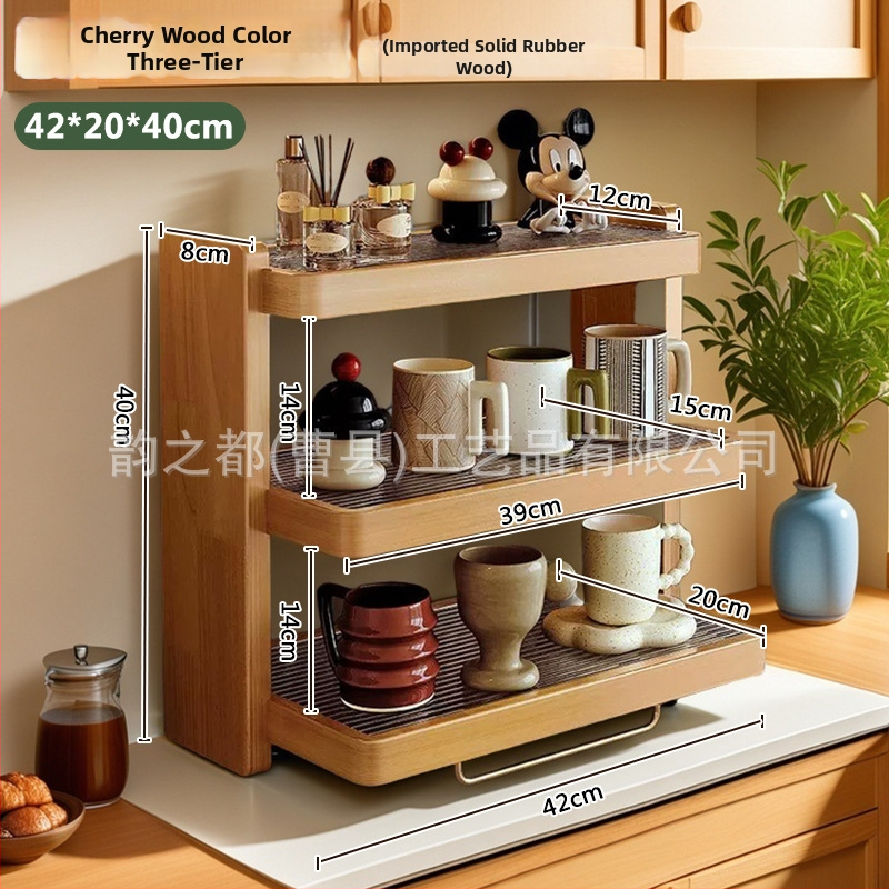 Natúrfa pohártartó és asztali rendező, 3 szintes, többfunkciós, hordozható