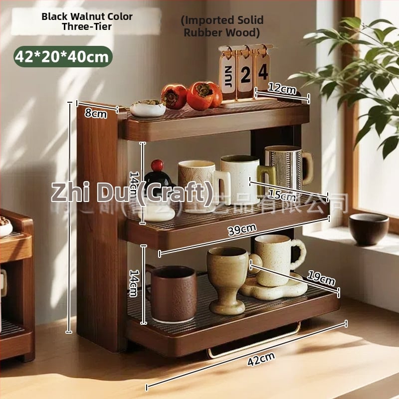 Natúrfa pohártartó és asztali rendező, 3 szintes, többfunkciós, hordozható