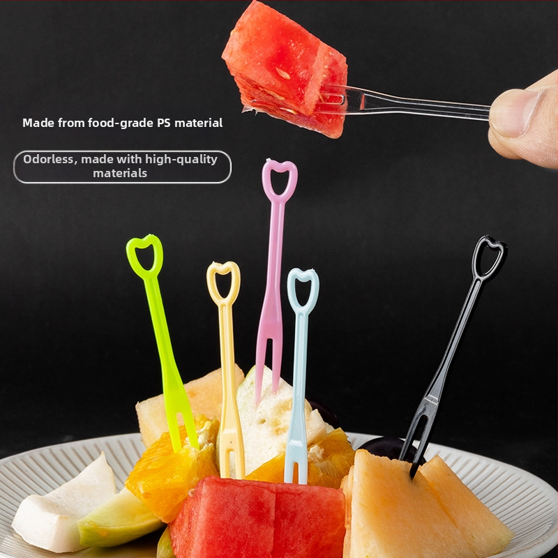 Jednorazová vidlička na ovocie, PS materiál, tvar srdca, samostatne balená, 500 kusov v balení, Shake box