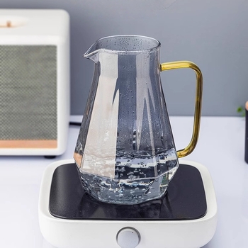 Σετ γυάλινος βραστήρας οικιακής χρήσης – Διαμαντένιο μοτίβο, Σύγχρονο μινιμαλιστικό ύφος, Γυάλινο μποροσιλικό γυαλί υψηλής αντοχής στη θερμοκρασία, Κατάλληλο για κρύο νερό