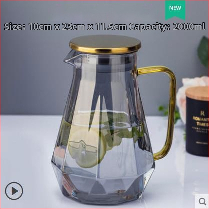 Sklenená súprava čajníka do domácnosti – diamantový vzor, moderný minimalistický štýl, vysokoteplotné borosilikátové sklo, vhodné pre studenú vodu