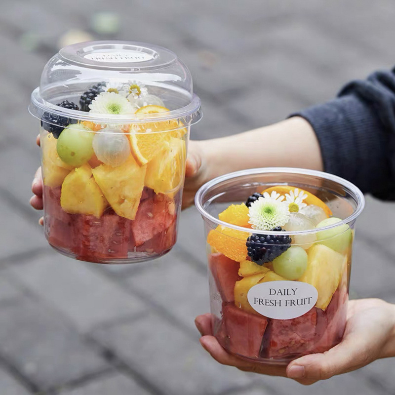 Jednokratna prozirna čaša za desert za kutije voća, prehrambene kvalitete, prikladna za ledeni prah, s logom sitotiska