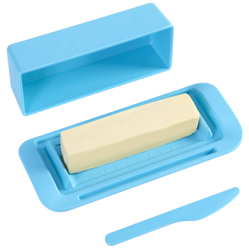 Kutija za maslac s poklopom i ugrađenim nožem, od vlakana bambusa, prijenosna, prilagodljiva