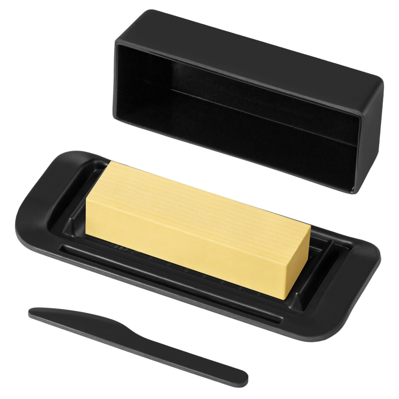 Kutija za maslac s poklopom i ugrađenim nožem, od vlakana bambusa, prijenosna, prilagodljiva