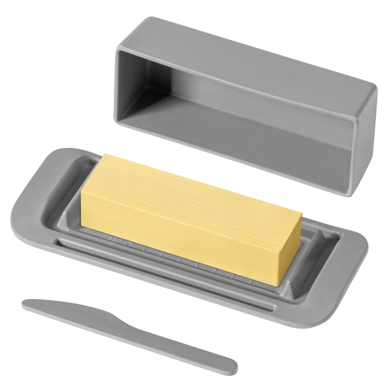 Kutija za maslac s poklopom i ugrađenim nožem, od vlakana bambusa, prijenosna, prilagodljiva