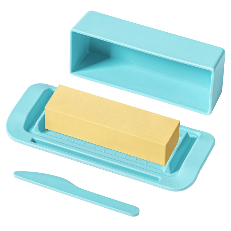 Kutija za maslac s poklopom i ugrađenim nožem, od vlakana bambusa, prijenosna, prilagodljiva