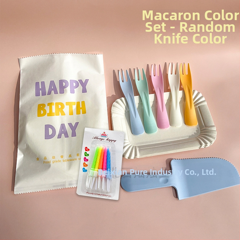 Jednorazový plastový súbor príborov a podnos na tortu – obdĺžnikový tvar – možnosť potlače loga – 300 súprav v balení