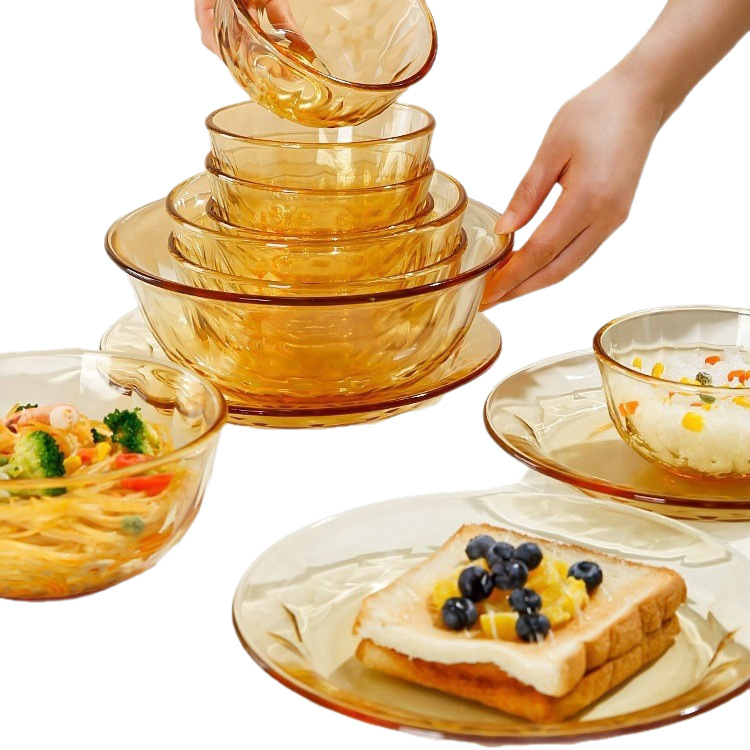 Σετ σκευών τραπεζιού από γυαλί υψηλής μποροσιλιλικότητας — μπολάκια, μπολάκια σούπας, πιάτα, μπολάκια ρυζιού — διαθέσιμη προσαρμοσμένη επεξεργασία — INS στυλ / Νέο κινεζικό στυλ