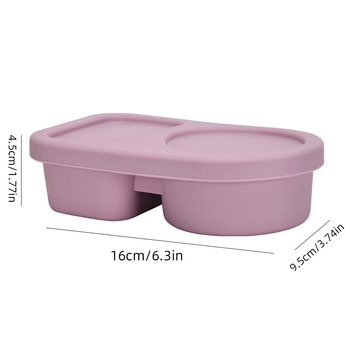 Cutie pentru prânz cu două compartimente, din silicon, compatibilă cu microundele, rezistentă la congelare, pentru copii