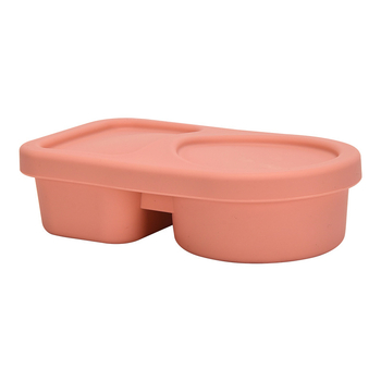 Cutie pentru prânz cu două compartimente, din silicon, compatibilă cu microundele, rezistentă la congelare, pentru copii