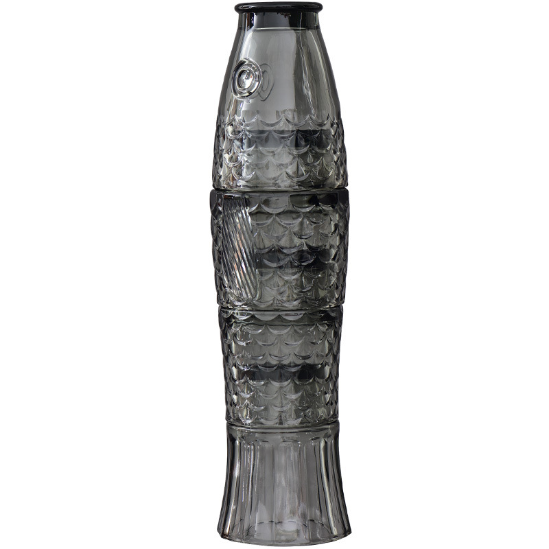 Set staklenih čaša s koi ribama, 4 komada, staklo sodalime, bez ručke, bez poklopca, Novi kineski stil