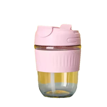 Staklena čaša za vodu od sodalitnog stakla sa slamkom, moderan minimalistički dizajn, moguć tisak logotipa, nepropusna i otporna na toplinu