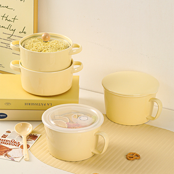 Porcelanska zdjela za rezance s poklopcem i držačem, pogodna za mikrovalnu pećnicu, japanski stil