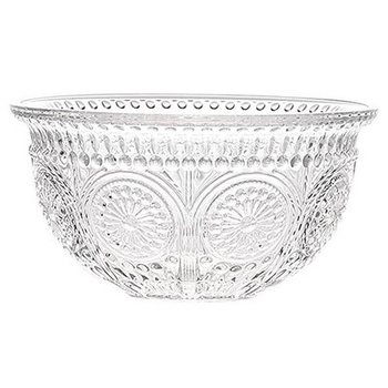 Vas de desert din sticlă, în stil european vintage, cu relief floral, sticlă rezistentă la temperaturi, suprafață electroplacată, opțiune de logotip personalizat