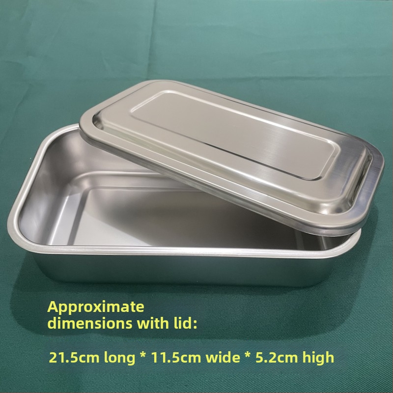 Box na sterilizáciu z nerezovej ocele 304 s vrchnákom – štvorcový tanier na nástroje (Jinbokang)