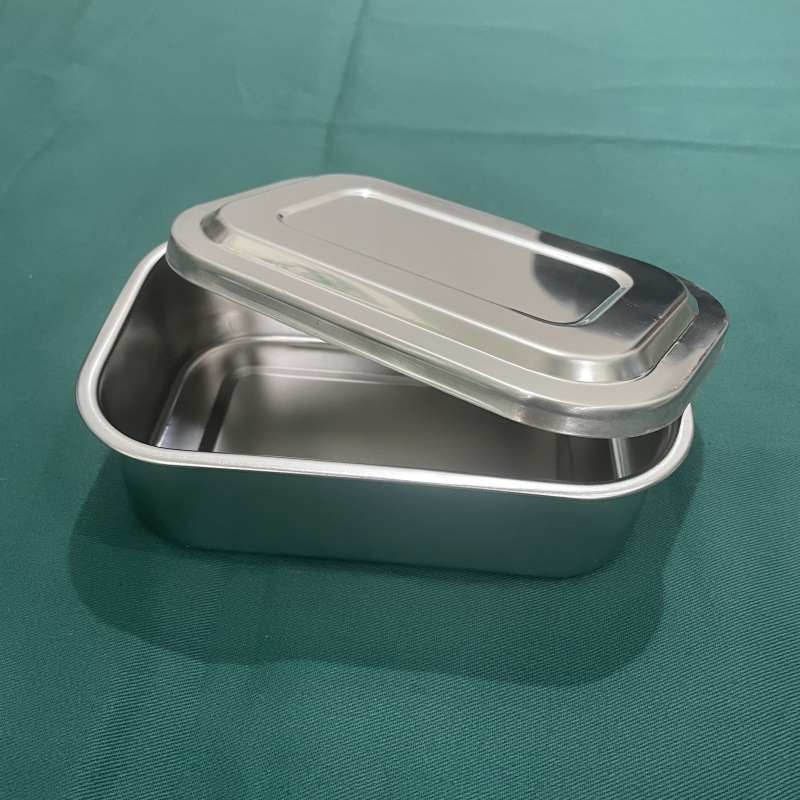 Cutie de sterilizare din oțel inoxidabil 304 cu capac – tavă pătrată pentru instrumente medicale (Jinbokang)