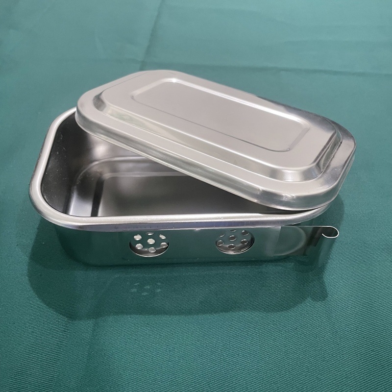 Cutie de sterilizare din oțel inoxidabil 304 cu capac – tavă pătrată pentru instrumente medicale (Jinbokang)