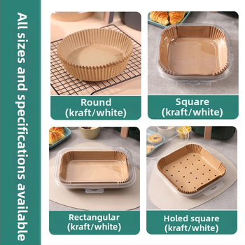 Cool energy Pravoúhly papier na pečenie do fritézy na vzduch, drevená celulóza, potravinárske silikónové potiahnutie, 40 g/m²