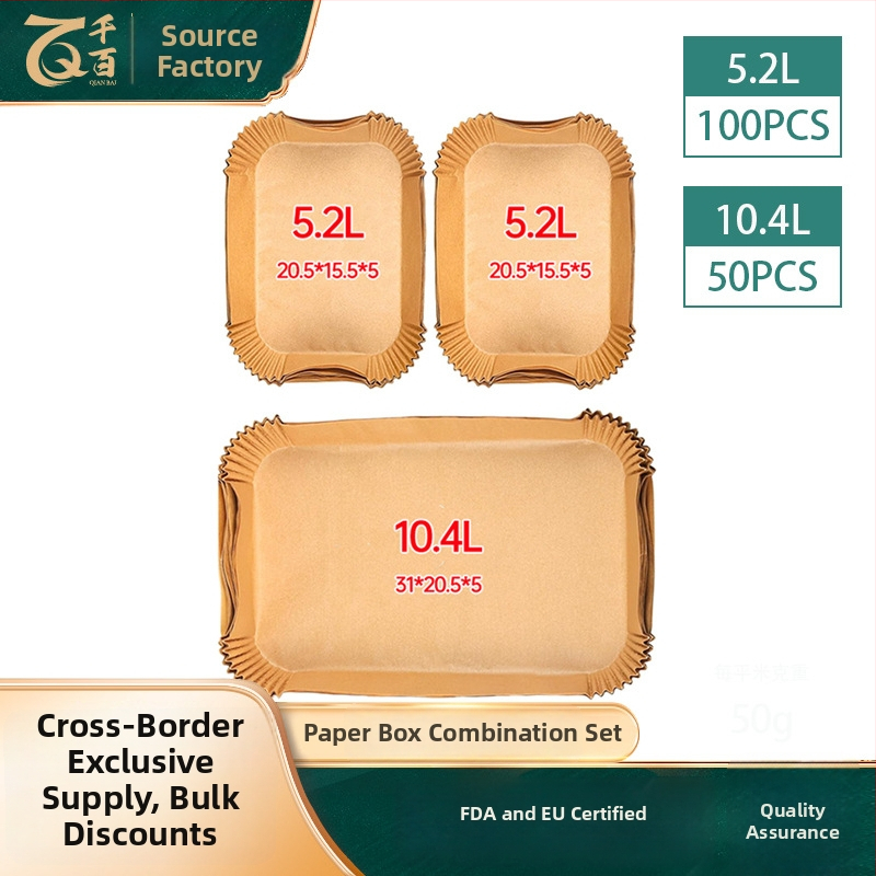 Cool energy Pravoúhly papier na pečenie do fritézy na vzduch, drevená celulóza, potravinárske silikónové potiahnutie, 40 g/m²