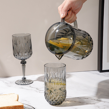 6-dijelni PS set za vodu, izgled stakla, otporan na padove: boca za hladnu vodu, posuda za vodu, šalice i zdjela